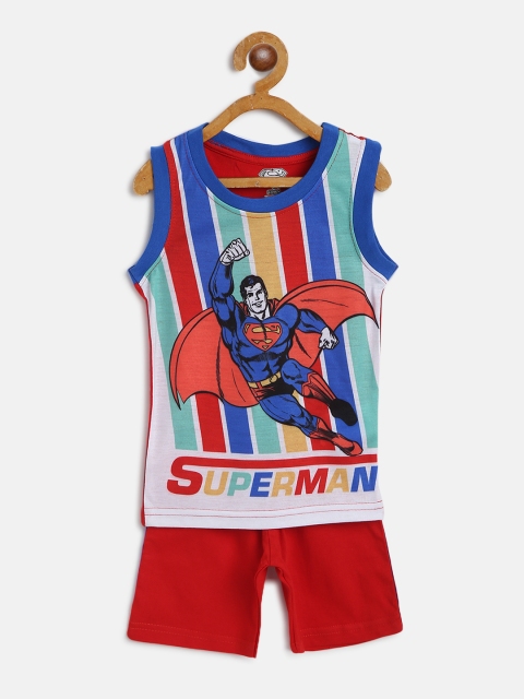 

Eteenz Boys Blue & Red Superman Print Cotton Clothing Set