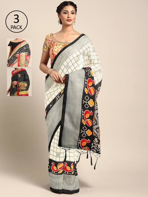 

KALINI Multicolored Printed Saree, White