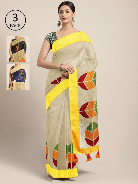 

KALINI Multicolored Printed Saree, Beige