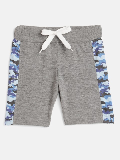 

GAME BEGINS Boys Grey Melange Camouflage Print Pure Cotton Regular Shorts