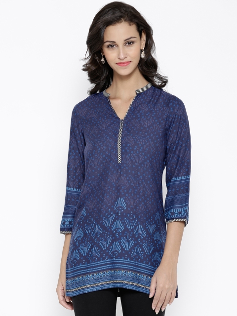 

BIBA Navy Printed Kurti, Navy blue