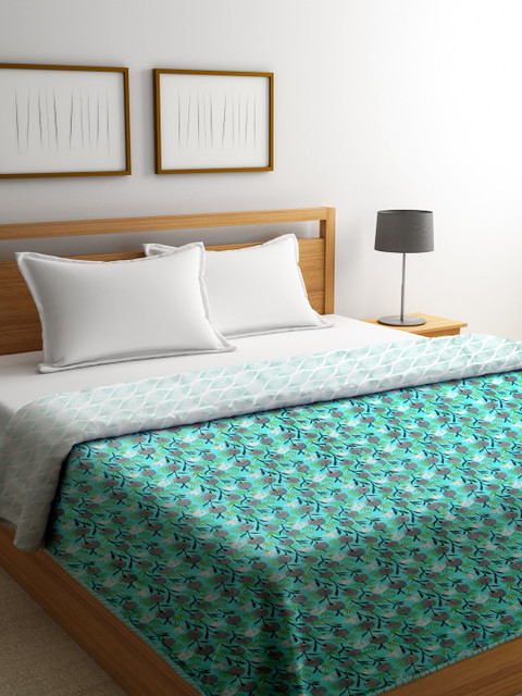 

Rajasthan Decor Teal & Grey Floral AC Room 120 GSM Double Bed Dohar
