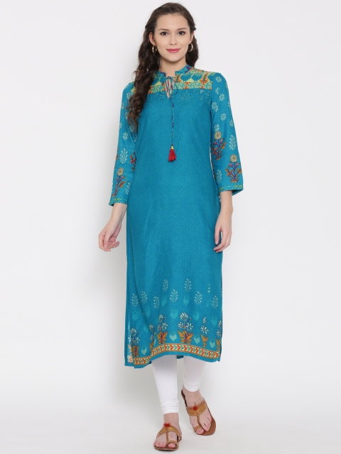

BIBA Blue Printed Kurta