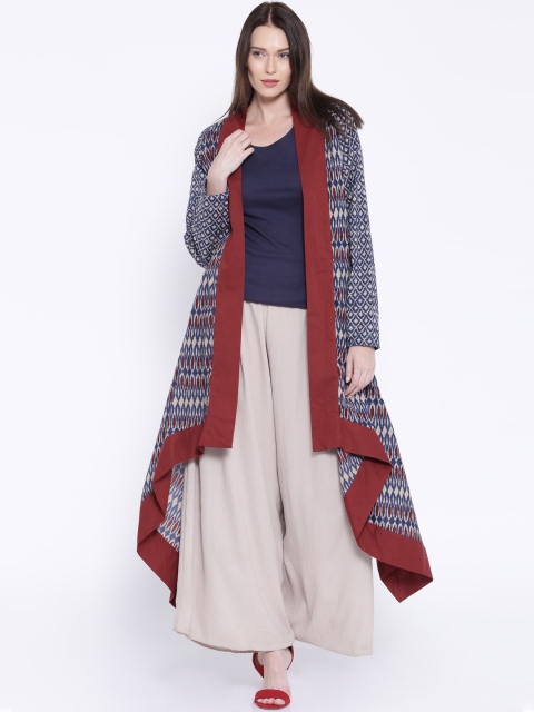 

BIBA Navy & Maroon Printed Shrug, Navy blue