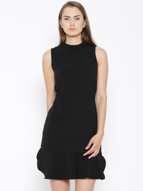 

Vero Moda Black Self-Striped Fit & Flare Dress