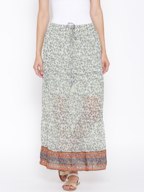 

Vero Moda Off-White Floral Print Flared Maxi Skirt