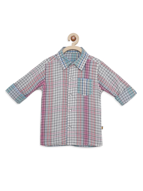 

Nauti Nati Boys Blue & Black Cotton Regular Fit Checked Casual Shirt