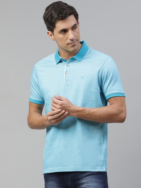 

Blackberrys Men Blue Pure Cotton Solid Polo Collar T-shirt