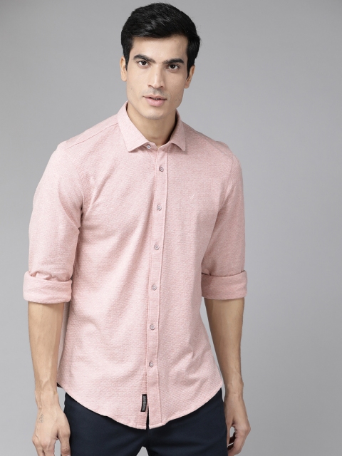 

Blackberrys Men Pink Self Design Skinny Fit Pure Cotton Casual Shirt