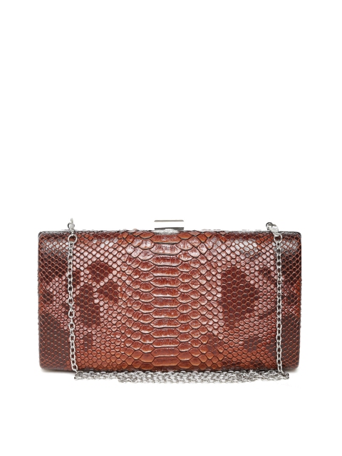 

Lino Perros Brown Snakeskin Box Clutch with Chain Strap