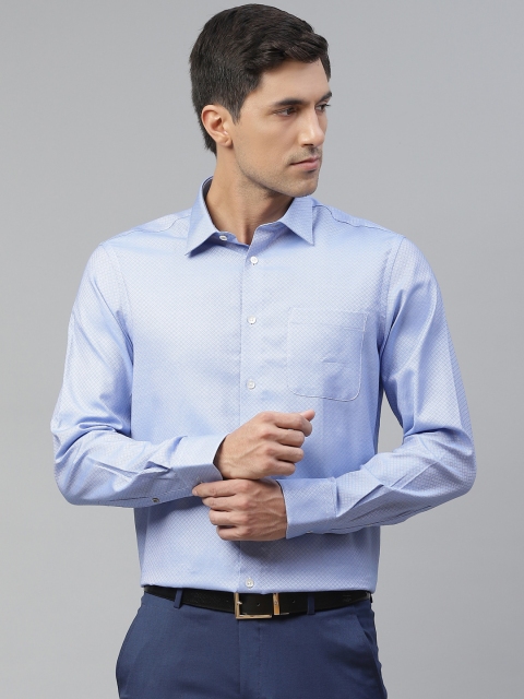 

Blackberrys Men Blue Pure Cotton Woven Design Formal Shirt