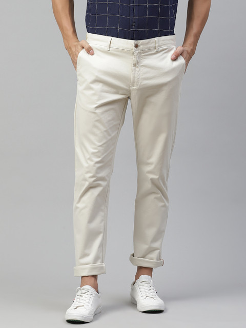 

Blackberrys Men Off White Slim Fit Regular Trousers