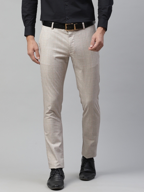 

Blackberrys Men Beige Skinny Fit Low-Rise Formal Trousers