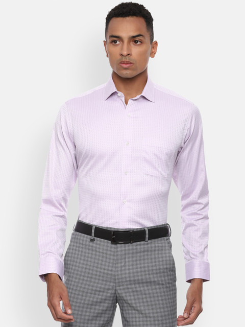 

Van Heusen Men Lavender Cotton Regular Fit Self Design Formal Shirt