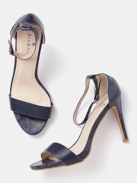 

Mast & Harbour Women Navy Snakeskin Print Stilettos, Navy blue