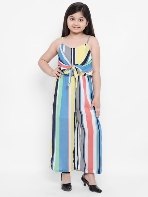 

Natilene Girls Multicoloured Striped Basic Jumpsuit, Multi