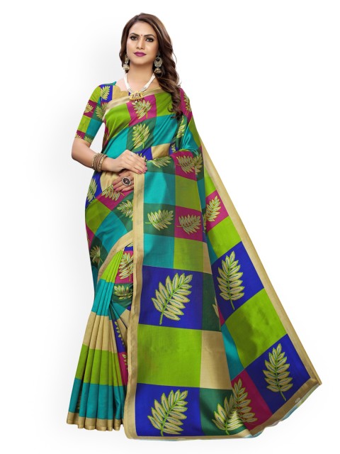 

KALINI Green & Blue Art Silk Woven Design Saree