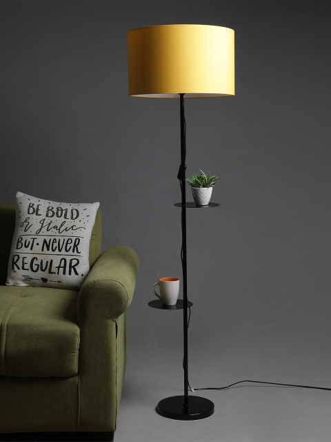 

SANDED EDGE Black & Yellow Solid Contemporary Floor Lamp with Shade