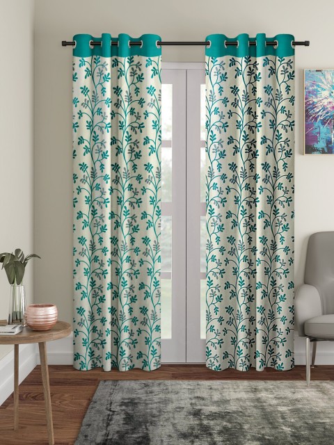 

Cortina Turquoise Blue & Grey Set of 2 Door Curtains