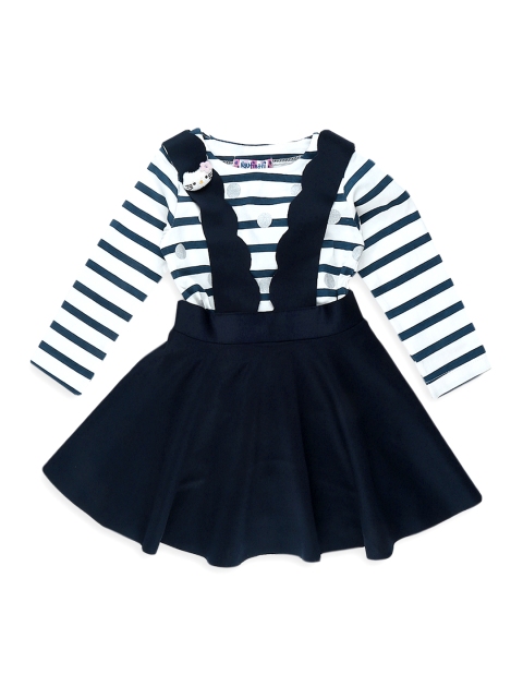 

Nauti Nati Girls Navy Blue & White Striped Top with Skirt