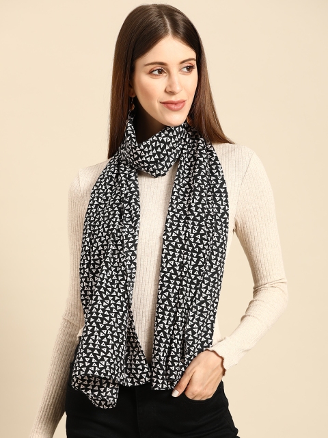 

Anouk Women Black & White Printed Scarf