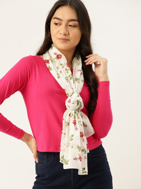 

DressBerry Women Off White & Pink Printed Scarf