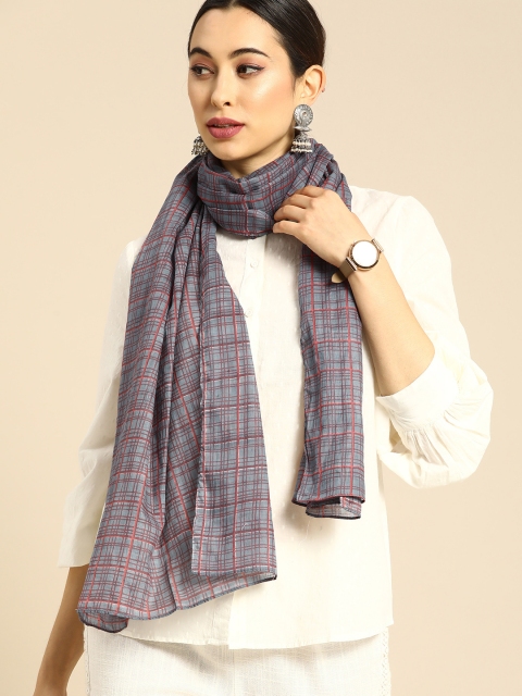 

Anouk Women Grey Checked Scarf