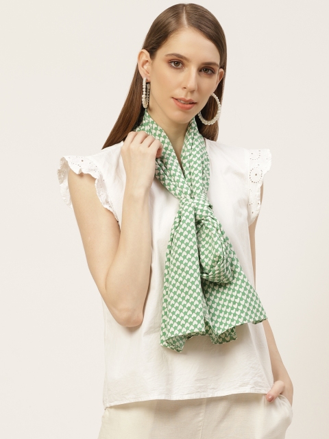 

Anouk Women Green & White Printed Scarf