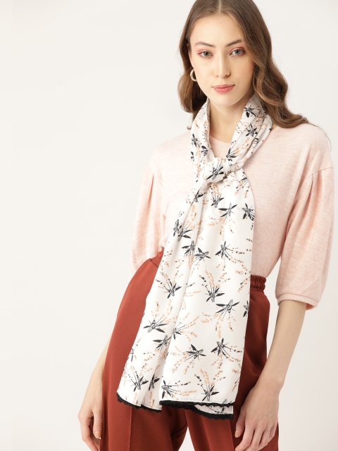 

DressBerry Women White & Black Floral Printed Scarf