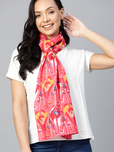 

Mast & Harbour Women Pink & White Abstract Print Cotton Stole