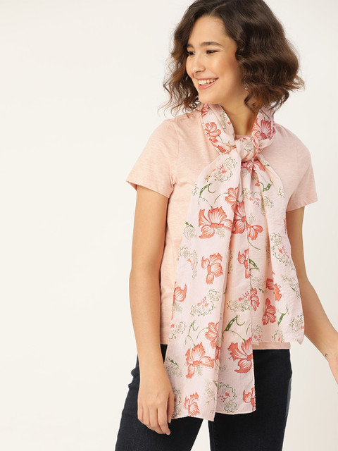 

DressBerry Women Pink & Green Pure Cotton Printed Scarf