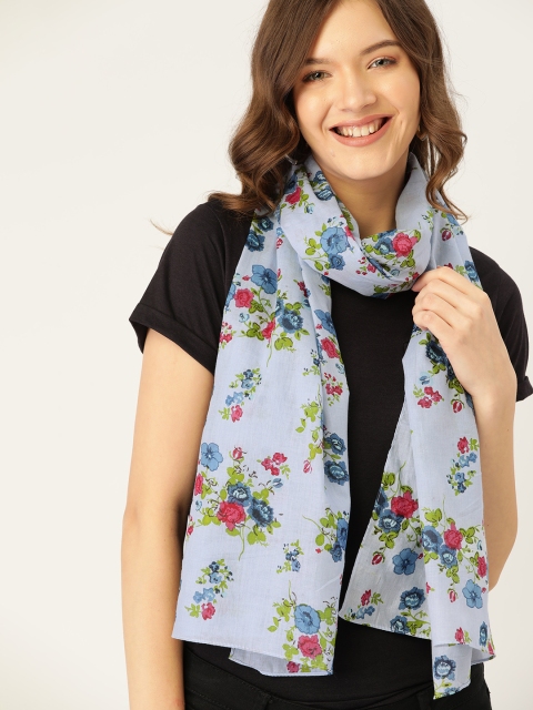

DressBerry Women Blue & Pink Floral Printed Cotton Stole