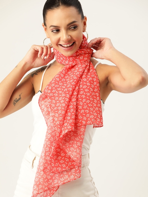 

DressBerry Women Red & White Floral Printed Pure Cotton Scarf