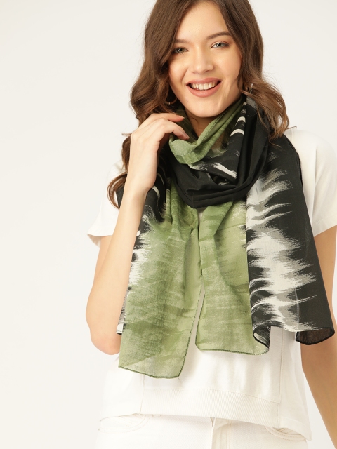 

DressBerry Women Green & Black Printed Cotton Stole