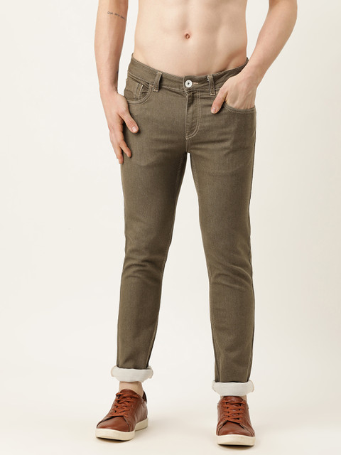 

Flying Machine Men Olive Brown Micheal Slim Tapered Fit Stretchable Jeans