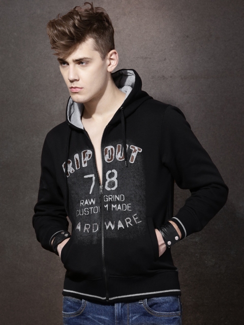 

Roadster Black Printed Sweatshirt