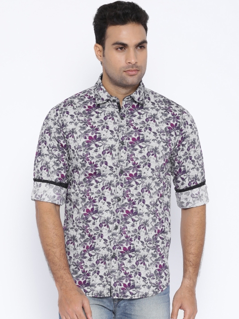 

Pepe Jeans Men Navy & Off-White Floral Print Semi Fit Casual Shirt, Navy blue