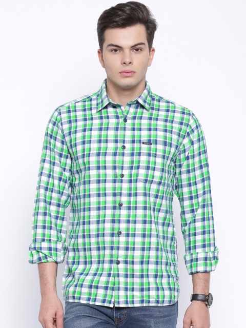 

Pepe Jeans Men Green & Blue Checked Semi Fit Casual Shirt