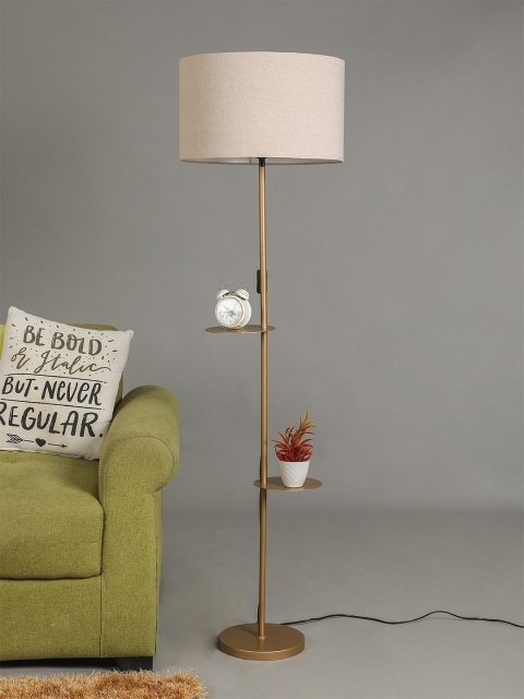 

SANDED EDGE Gold-Toned & Beige Solid Contemporary Shelf Lamp with Shade