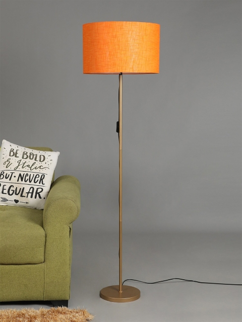 

SANDED EDGE Gold-Toned & Orange Solid Contemporary Cylindrical Club Lamp