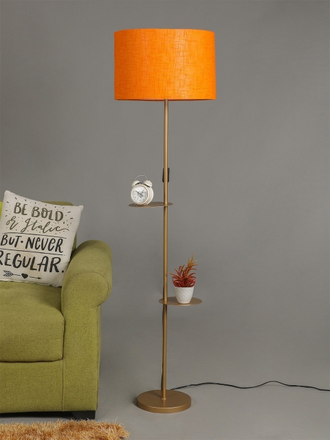 

SANDED EDGE Gold-Toned & Orange Solid Contemporary Floor Lamp with Shade