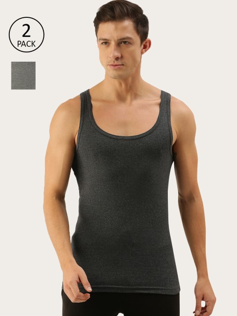 

ether Men Pack Of 2 Ribbed Innerwear Vests ETHR-RB-PK1-001E, Charcoal
