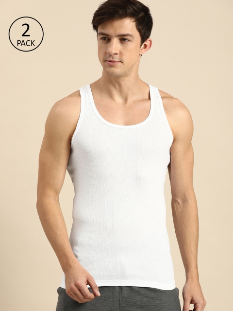 

ether Men Pack Of 2 White Ribbed Innerwear Vests ETHR-RB-PK1-001A