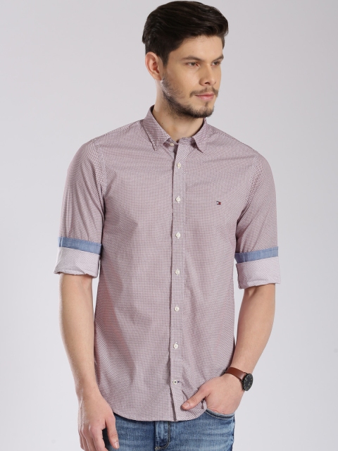 

Tommy Hilfiger Burgundy Printed Slim Casual Shirt