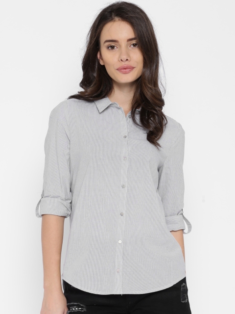 

ONLY Grey Polyester Striped Shirt