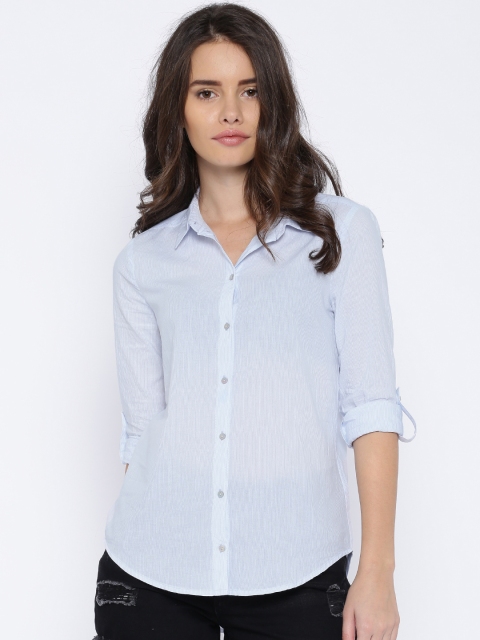 

ONLY Blue & White Pinstriped Skinny Fit Shirt