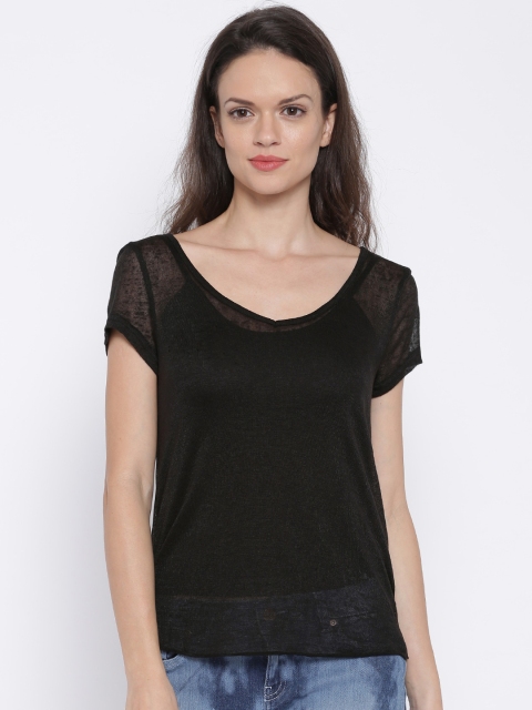 

ONLY Black Sheer Polyester T-shirt