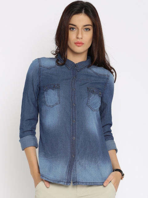 

ONLY Blue Washed Denim Shirt