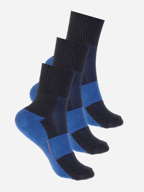 

Wildcraft Adults Navy Blue Pack of 3 Colurblocked Calf Length Socks