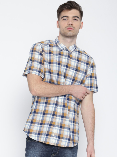 

Lee Khaki & Blue Checked Slim Fit Casual Shirt